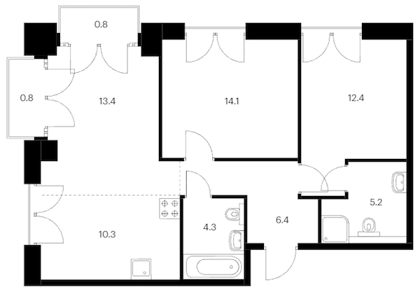 2-комнатная квартира 67.7 м², 7/9 эт., ЖК «Лермонтовский 54»